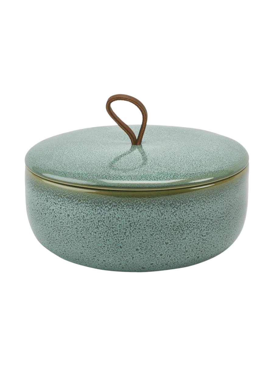 
Large, handmade designer storage jar "Ugo" made of ceramic, Forest