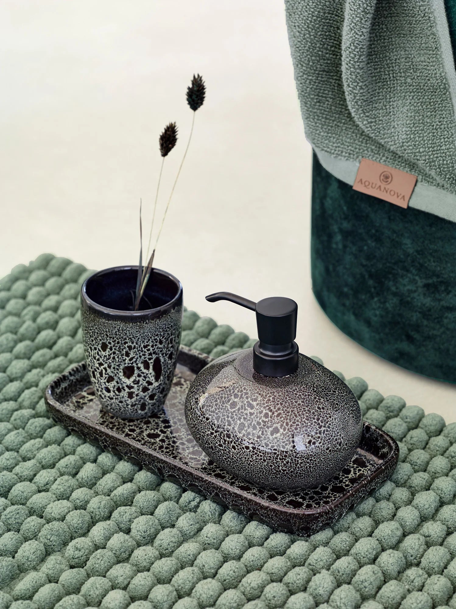 
Handmade Ceramic Design Bathroom Tray "Ugo", Black Olive