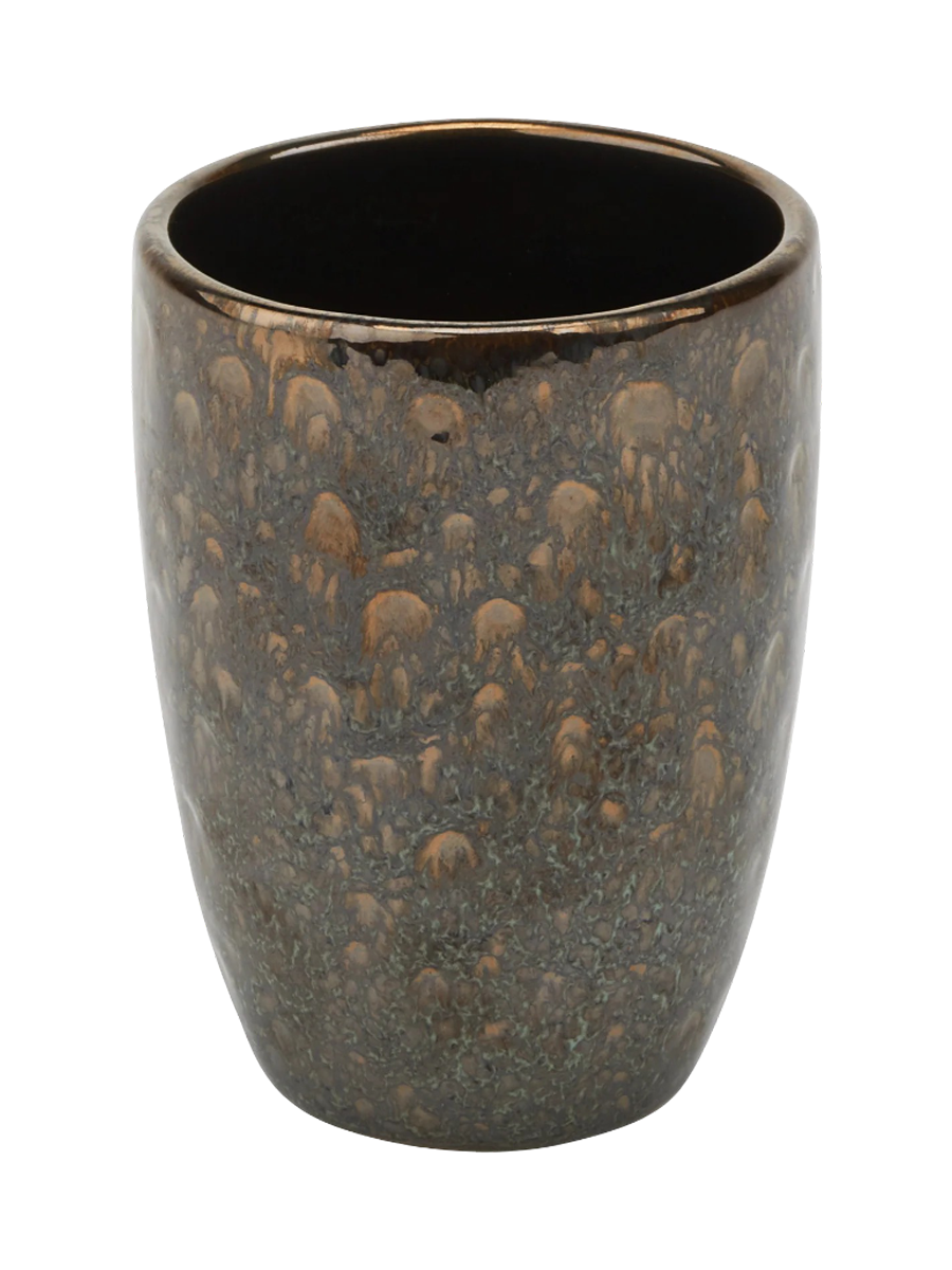 
Handmade Designer Toothbrush Holder "Ugo" made of Ceramic, Vintage Bronze