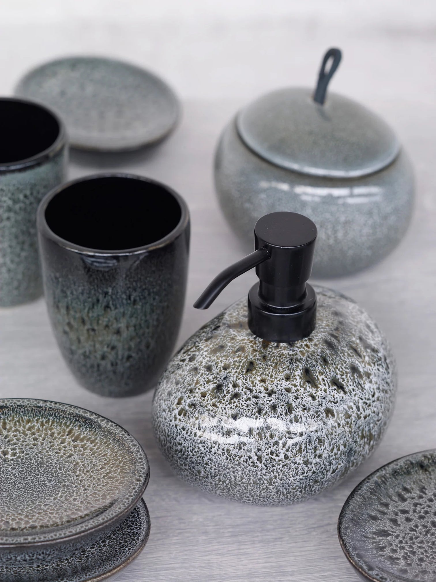 
Handmade Designer Ceramic Toothbrush Holder "Ugo", Black Olive