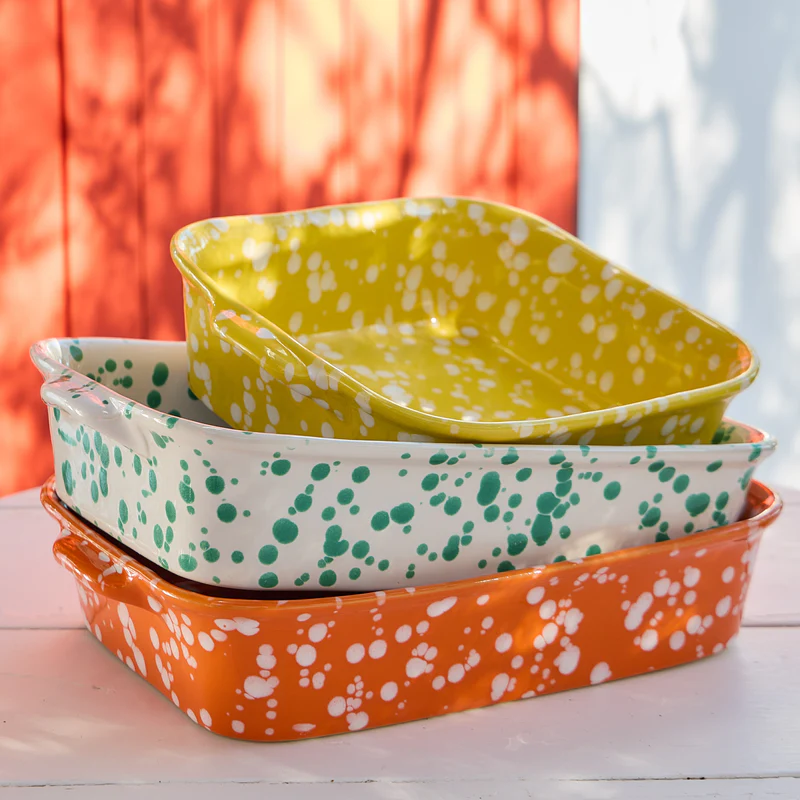 
Handmade, rectangular baking dish "Rafaela" - Sage
