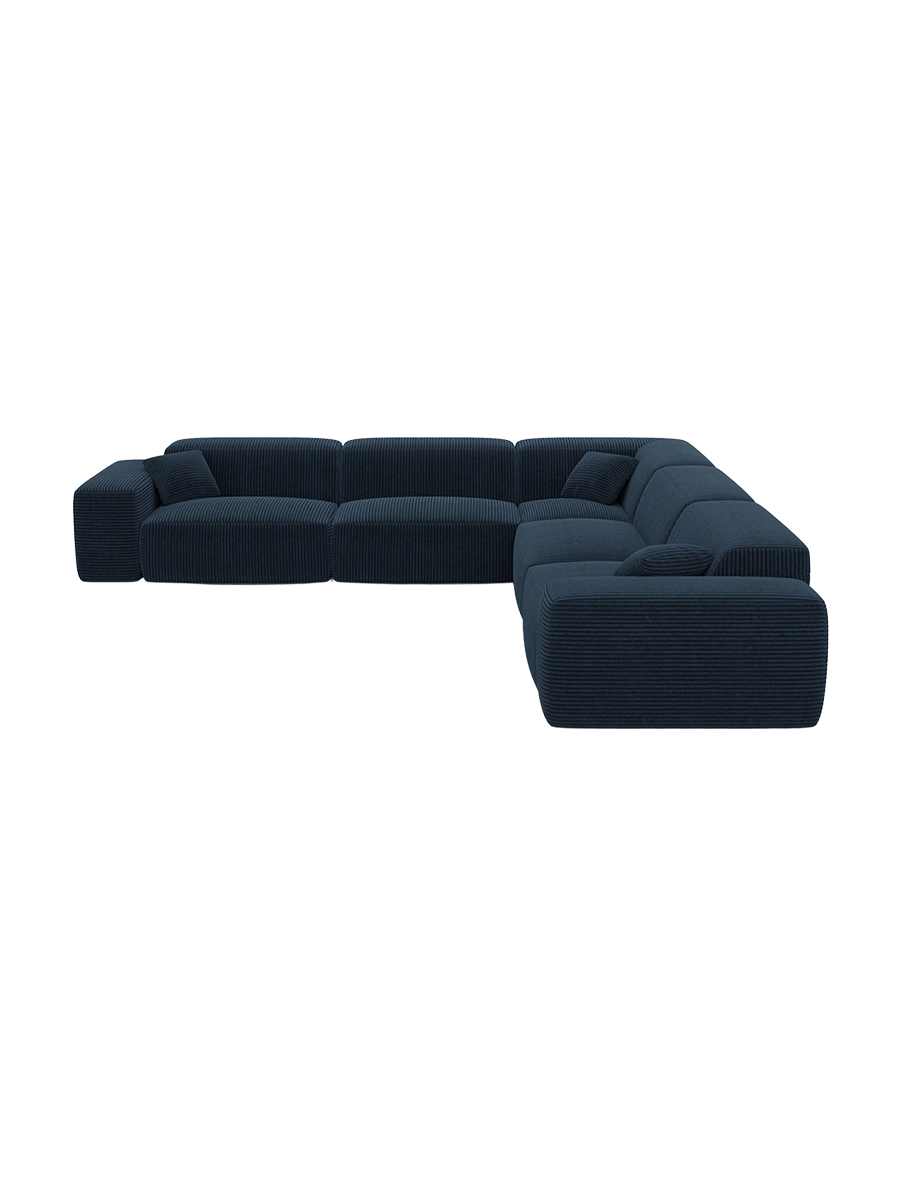 
Divano angolare di design a 5 posti „Alviera“ con funzione relax, velluto a coste - Cordsamt Blu scuro