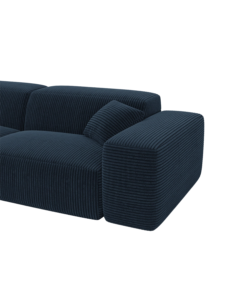 
Divano angolare di design a 5 posti „Alviera“ con funzione relax, velluto a coste - Cordsamt Blu scuro