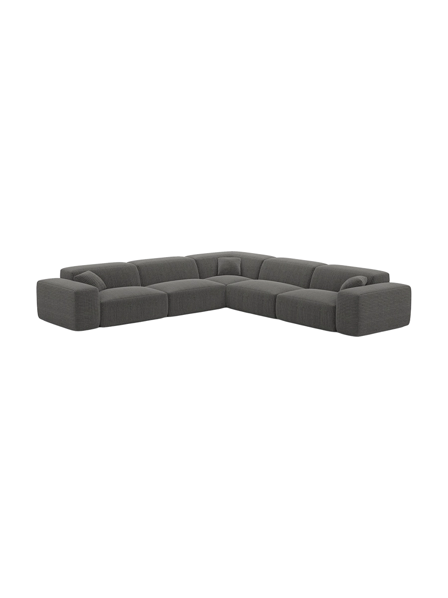 
Divano angolare di design a 5 posti „Alviera“ con funzione relax, velluto a coste - Cordsamt Blu scuro