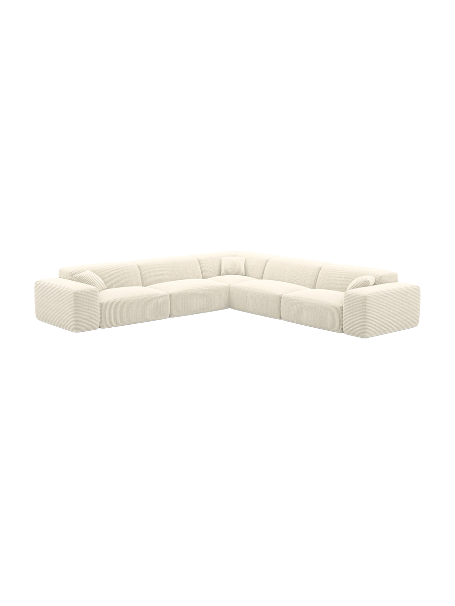 
Divano angolare di design a 5 posti „Alviera“ con funzione relax, velluto a coste - Cordsamt Blu scuro