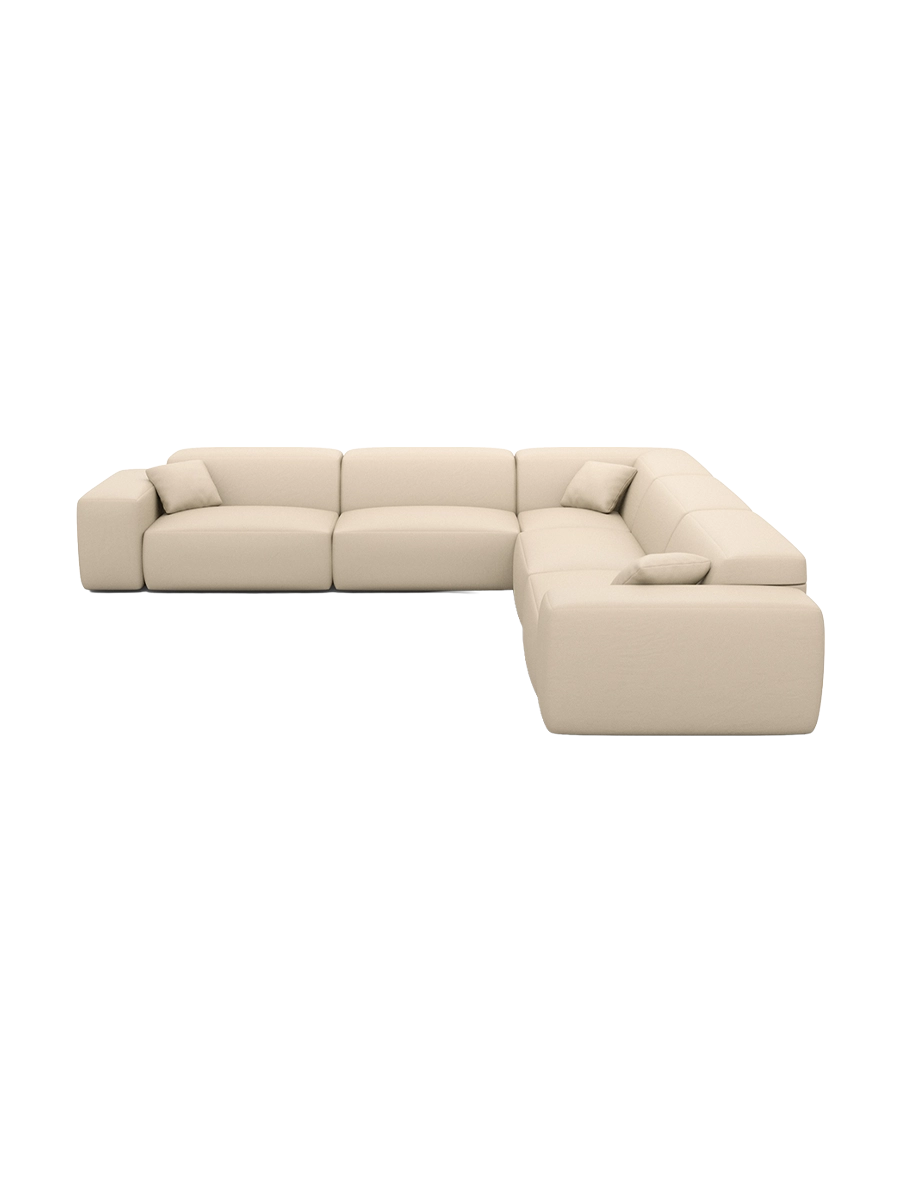 
Divano angolare di design „Alviera“ a 5 posti in vera pelle con funzione relax - Vera pelle Beige