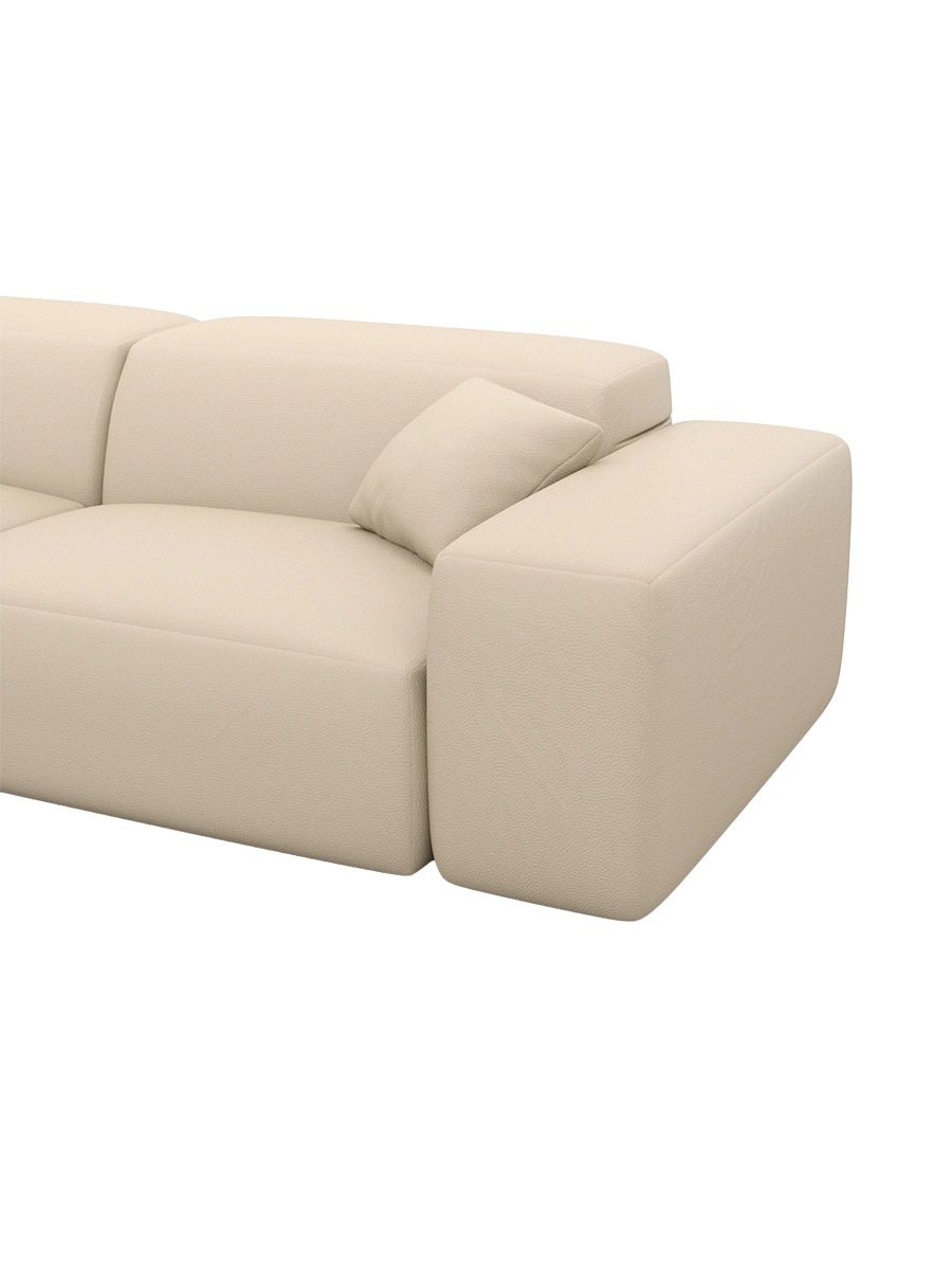 
Divano angolare di design „Alviera“ a 5 posti in vera pelle con funzione relax - Vera pelle Beige