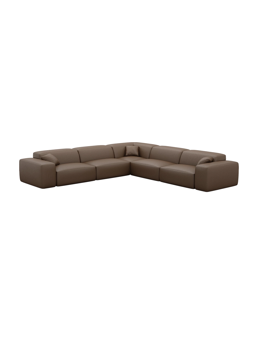 
Divano angolare di design „Alviera“ a 5 posti in vera pelle con funzione relax - Vera pelle Beige