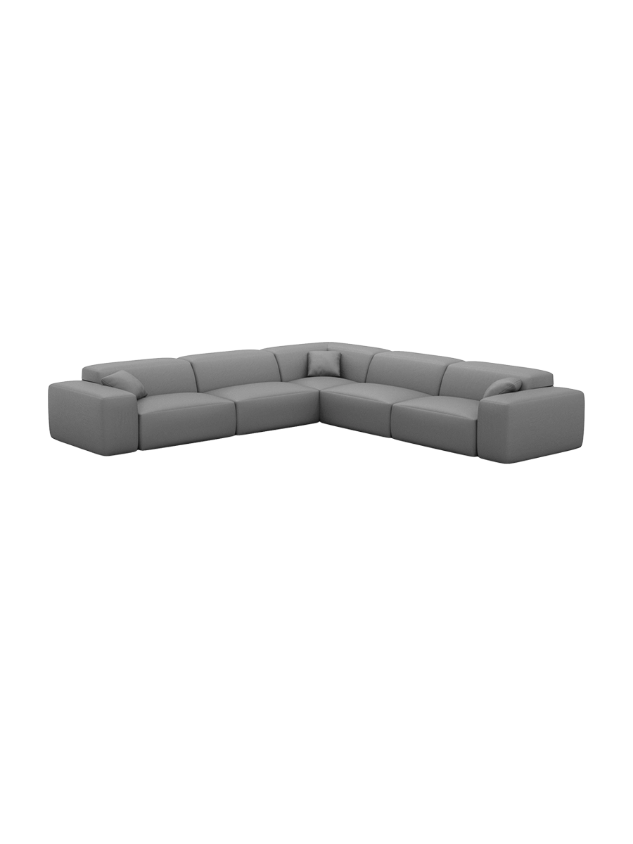 
Divano angolare di design „Alviera“ a 5 posti in vera pelle con funzione relax - Vera pelle Beige