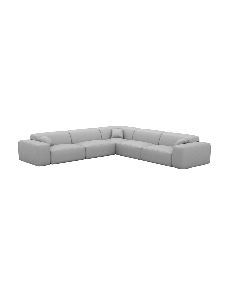 
Divano angolare di design „Alviera“ a 5 posti in vera pelle con funzione relax - Vera pelle Beige