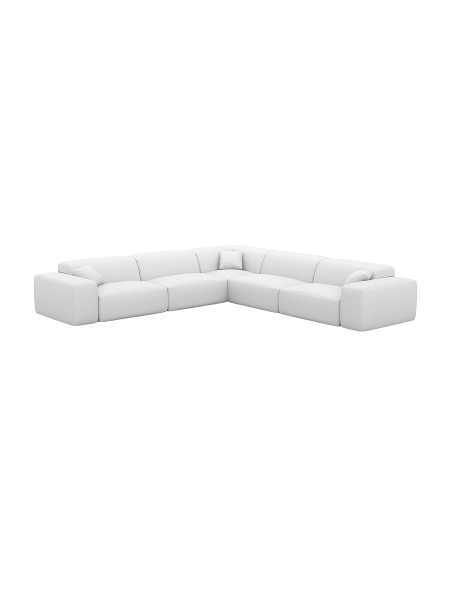 
Divano angolare di design „Alviera“ a 5 posti in vera pelle con funzione relax - Vera pelle Beige