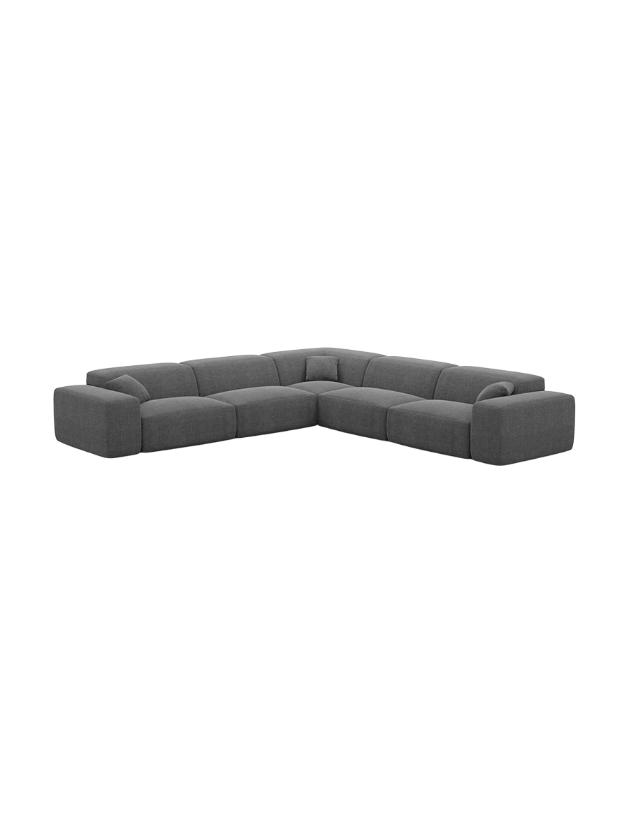 
Divano angolare di design a 5 posti „Alviera“ con funzione relax, rivestimento in tessuto strutturato - Tessuto strutturato Antracite