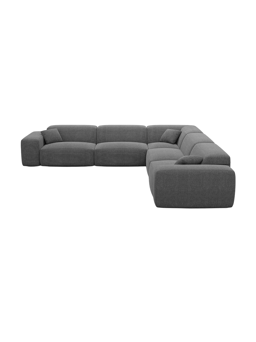 
Divano angolare di design a 5 posti „Alviera“ con funzione relax, rivestimento in tessuto strutturato - Tessuto strutturato Antracite