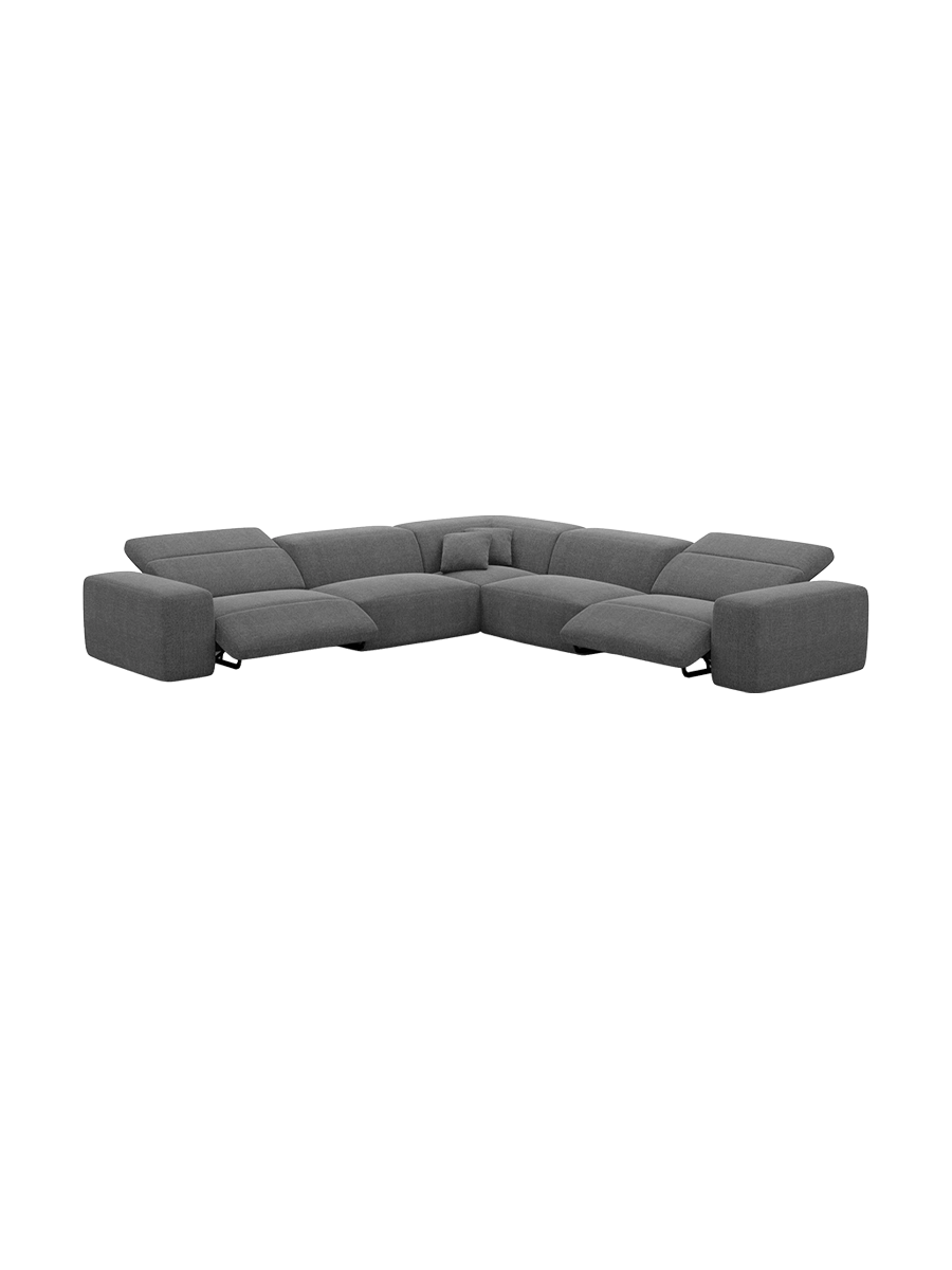 
Divano angolare di design a 5 posti „Alviera“ con funzione relax, rivestimento in tessuto strutturato - Tessuto strutturato Antracite