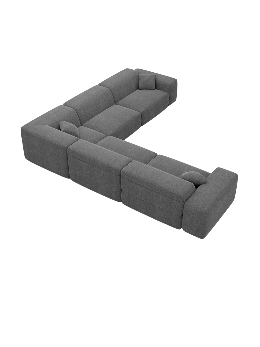 
Divano angolare di design a 5 posti „Alviera“ con funzione relax, rivestimento in tessuto strutturato - Tessuto strutturato Antracite