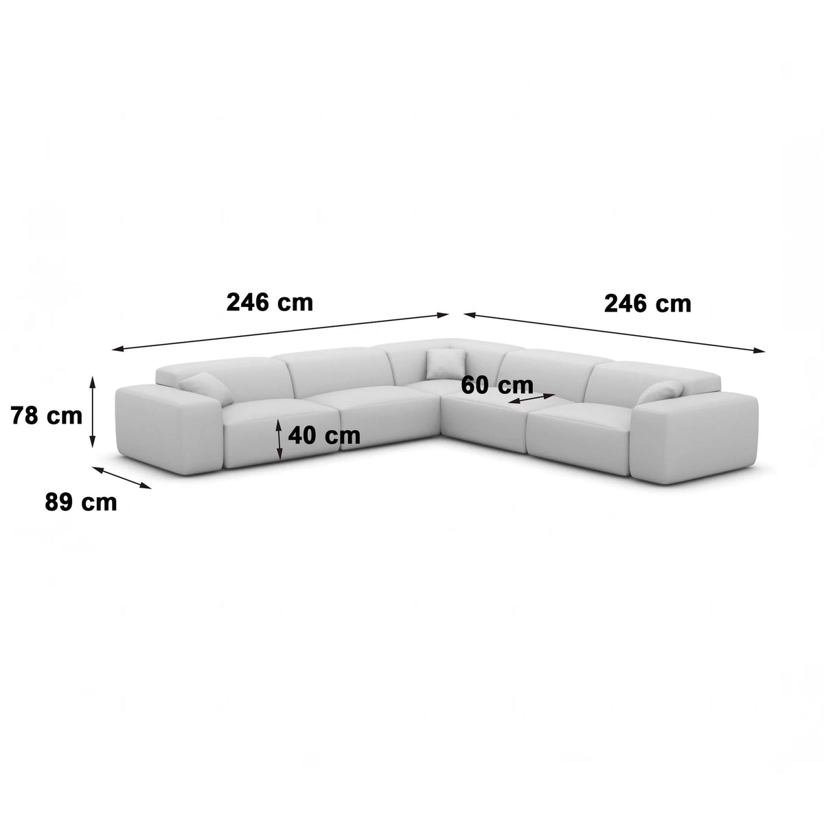 
Divano angolare di design a 5 posti „Alviera“ con funzione relax, rivestimento in tessuto strutturato - Tessuto strutturato Antracite