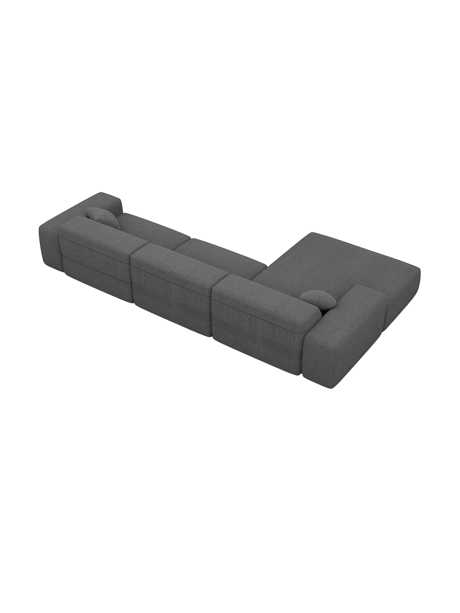 
Divano angolare di design „Alviera“ a 4 posti con funzione relax e rivestimento bouclé - Bouclé Grafite / Elemento angolare sinistro