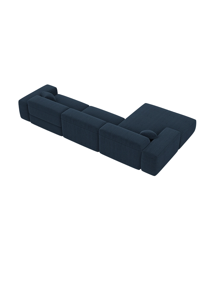 
Divano angolare di design a 4 posti „Alviera“ con funzione relax, velluto a coste - Cordsamt Blu scuro / Elemento angolare sinistro