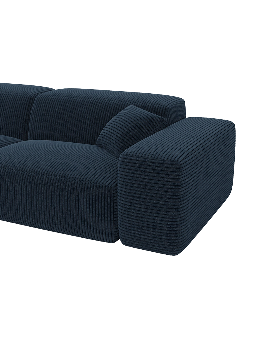 
Divano angolare di design a 4 posti „Alviera“ con funzione relax, velluto a coste - Cordsamt Blu scuro / Elemento angolare sinistro