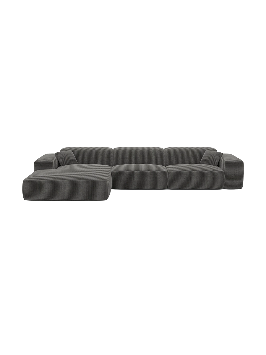 
Divano angolare di design a 4 posti „Alviera“ con funzione relax, velluto a coste - Cordsamt Blu scuro / Elemento angolare sinistro