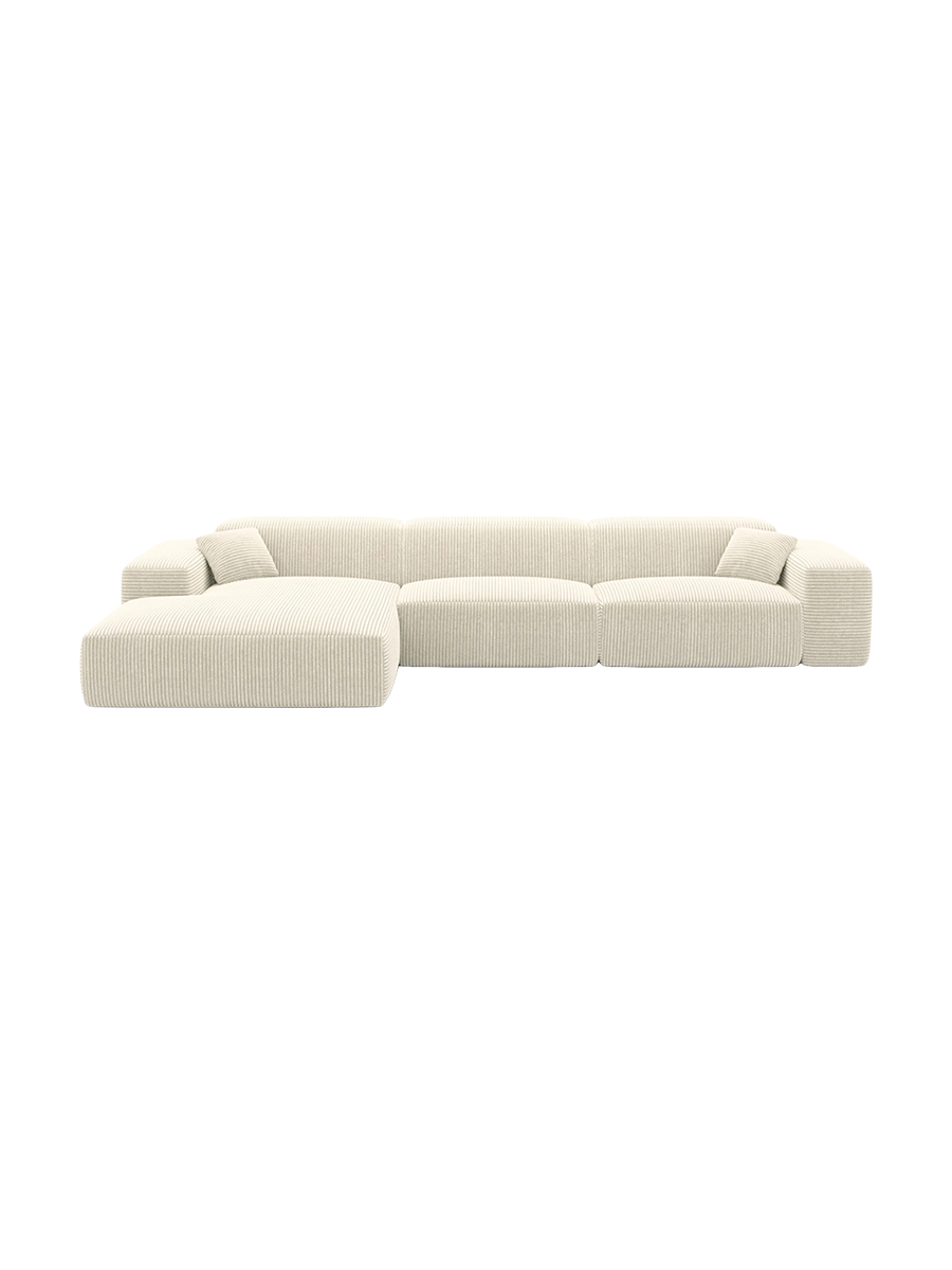 
Divano angolare di design a 4 posti „Alviera“ con funzione relax, velluto a coste - Cordsamt Blu scuro / Elemento angolare sinistro