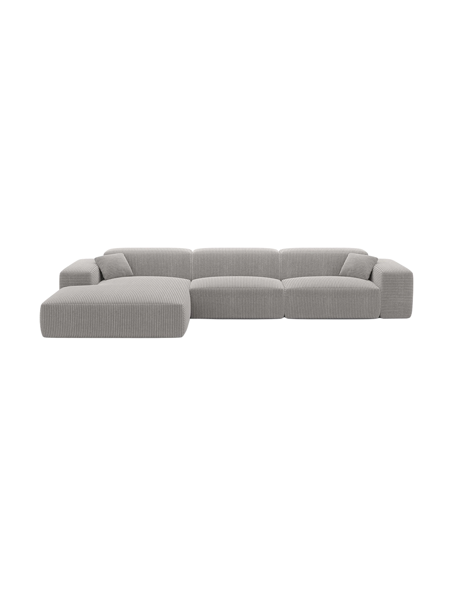 
Divano angolare di design a 4 posti „Alviera“ con funzione relax, velluto a coste - Cordsamt Blu scuro / Elemento angolare sinistro