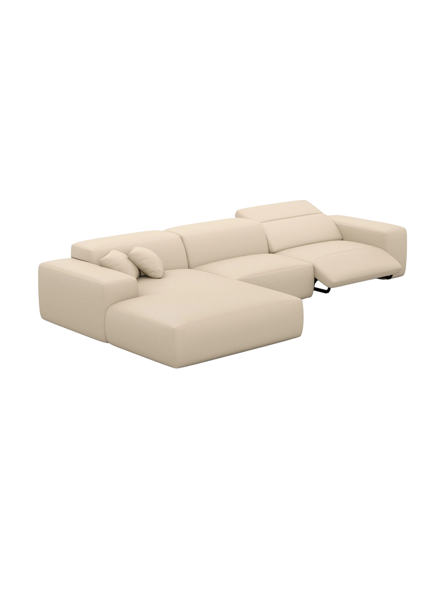 
Divano angolare di design „Alviera“ a 4 posti in vera pelle con funzione relax - Vera pelle Beige / Elemento angolare sinistro