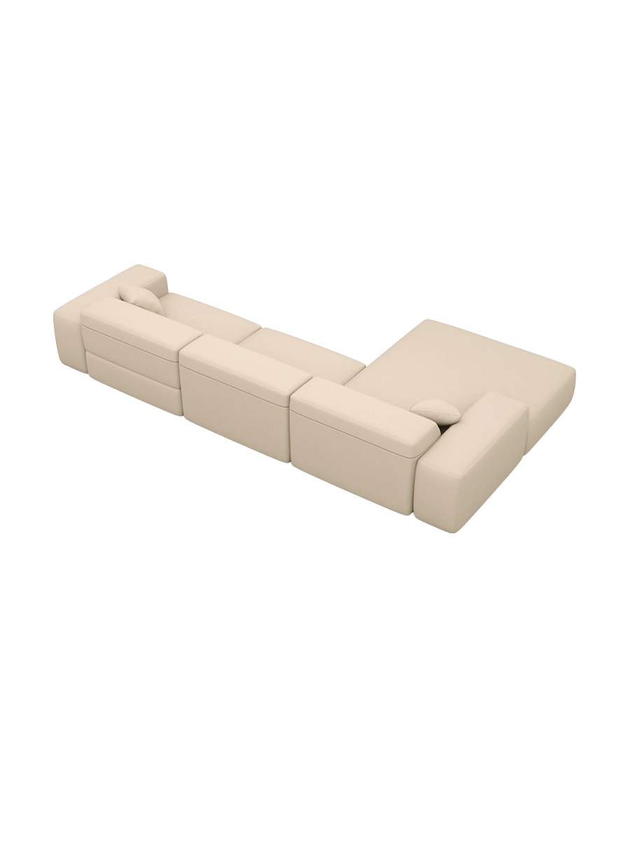 
Divano angolare di design „Alviera“ a 4 posti in vera pelle con funzione relax - Vera pelle Beige / Elemento angolare sinistro