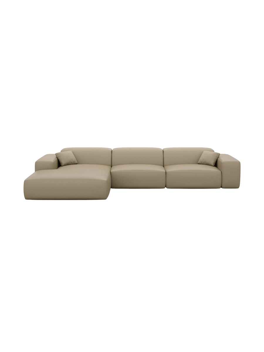
Divano angolare di design „Alviera“ a 4 posti in vera pelle con funzione relax - Vera pelle Beige / Elemento angolare sinistro
