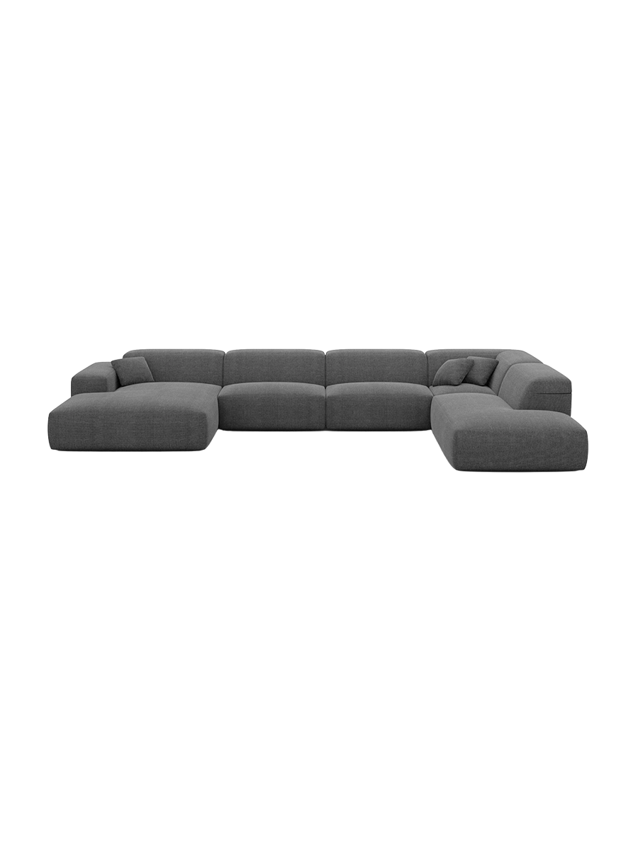 
Divano angolare di design a 4 posti „Alviera“ con funzione relax, rivestimento in tessuto strutturato - Tessuto strutturato Antracite / Elemento angolare sinistro