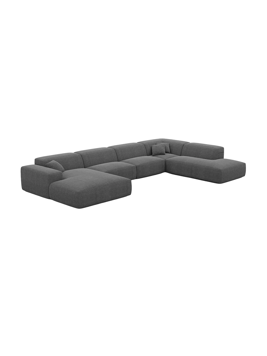 
Divano angolare di design a 4 posti „Alviera“ con funzione relax, rivestimento in tessuto strutturato - Tessuto strutturato Antracite / Elemento angolare sinistro