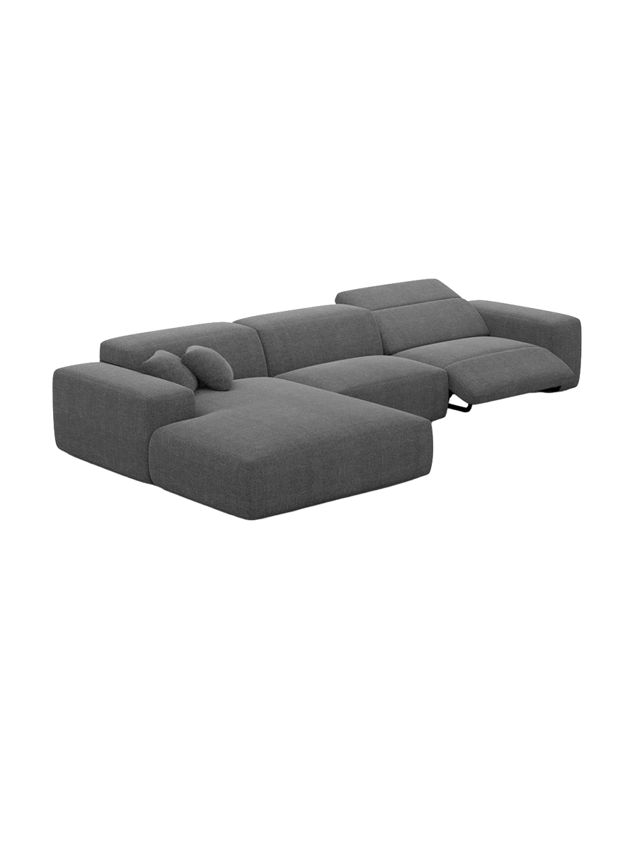 
Divano angolare di design a 4 posti „Alviera“ con funzione relax, rivestimento in tessuto strutturato - Tessuto strutturato Antracite / Elemento angolare sinistro