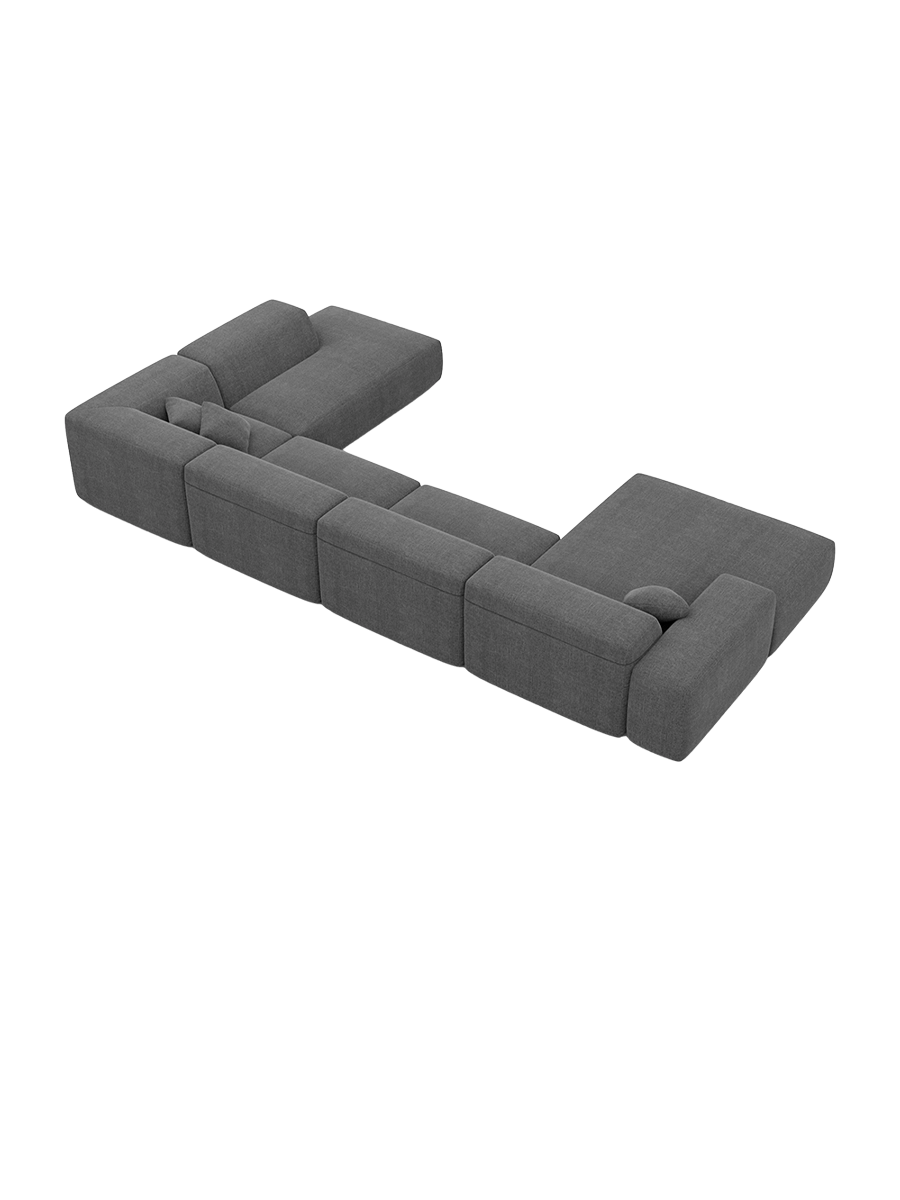
Divano angolare di design a 4 posti „Alviera“ con funzione relax, rivestimento in tessuto strutturato - Tessuto strutturato Antracite / Elemento angolare sinistro