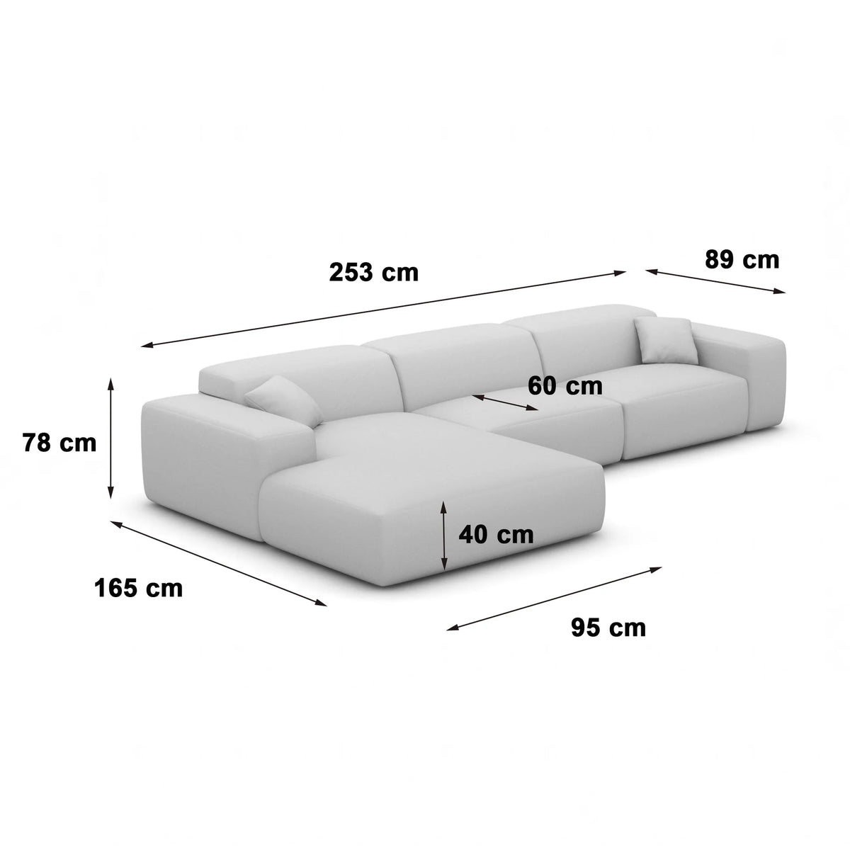 
Divano angolare di design a 4 posti „Alviera“ con funzione relax, rivestimento in tessuto strutturato - Tessuto strutturato Antracite / Elemento angolare sinistro