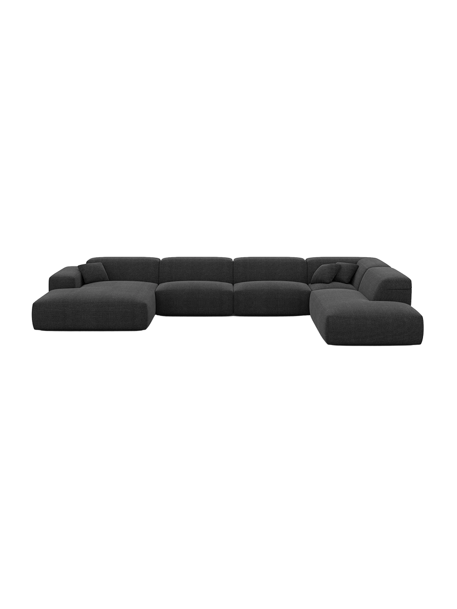 
Divano angolare di design a 4 posti „Alviera“ con funzione relax, rivestimento in tessuto strutturato - Tessuto strutturato Antracite / Elemento angolare sinistro