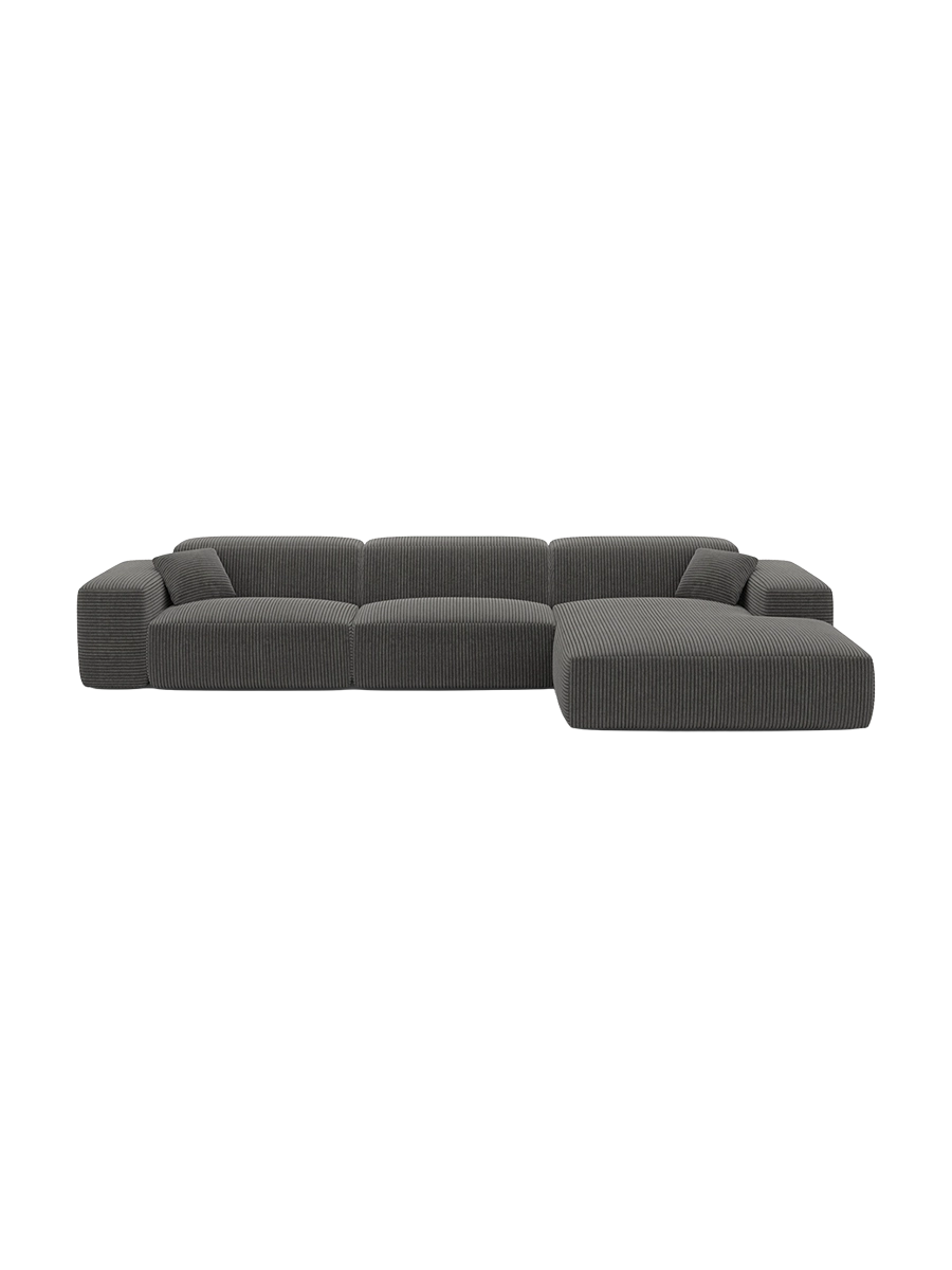 
Divano angolare di design a 4 posti „Alviera“ con funzione relax, velluto a coste - Cordsamt Blu scuro / Elemento angolare sinistro