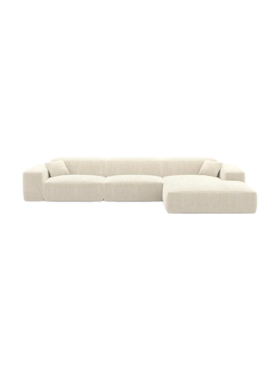 
Divano angolare di design a 4 posti „Alviera“ con funzione relax, velluto a coste - Cordsamt Blu scuro / Elemento angolare sinistro