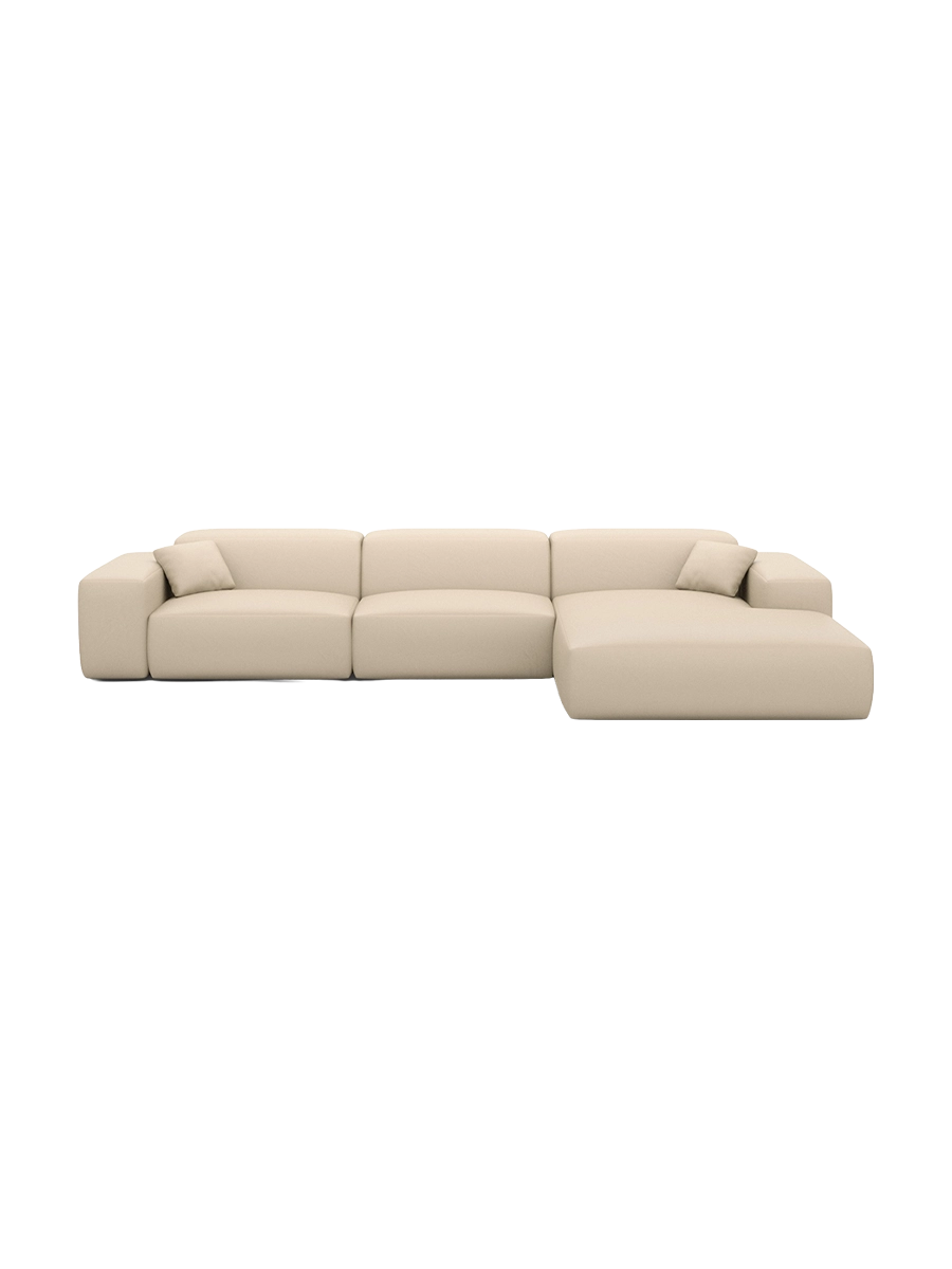
Divano angolare di design „Alviera“ a 4 posti in vera pelle con funzione relax - Vera pelle Beige / Elemento angolare sinistro
