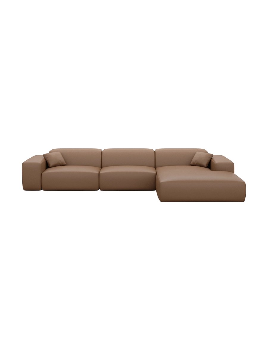 
Divano angolare di design „Alviera“ a 4 posti in vera pelle con funzione relax - Vera pelle Beige / Elemento angolare sinistro
