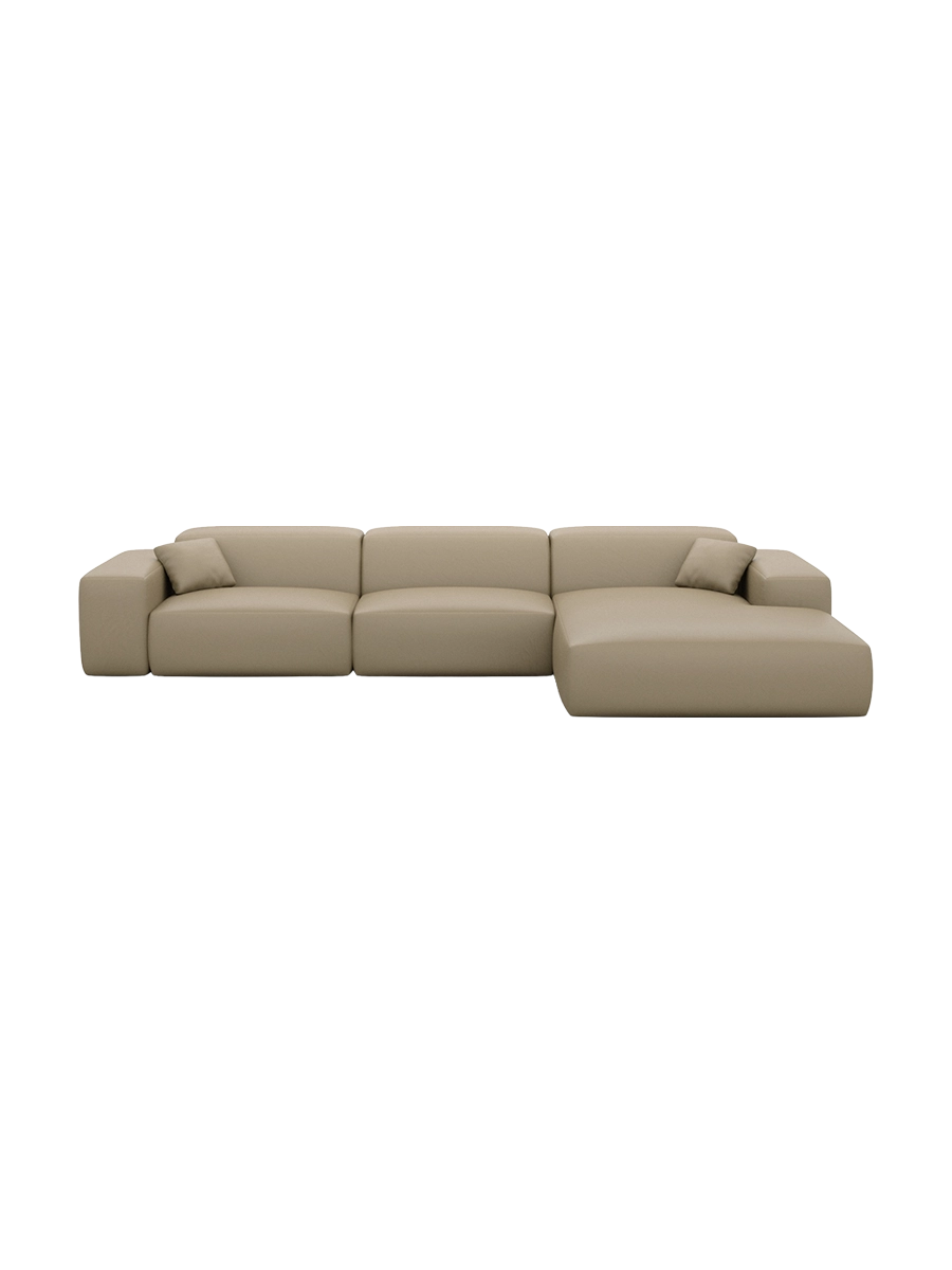 
Divano angolare di design „Alviera“ a 4 posti in vera pelle con funzione relax - Vera pelle Beige / Elemento angolare sinistro