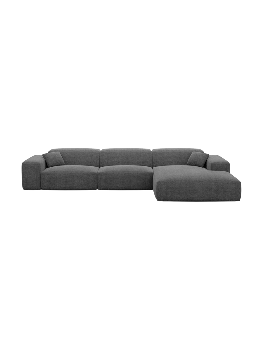 
Divano angolare di design a 4 posti „Alviera“ con funzione relax, rivestimento in tessuto strutturato - Tessuto strutturato Antracite / Elemento angolare sinistro