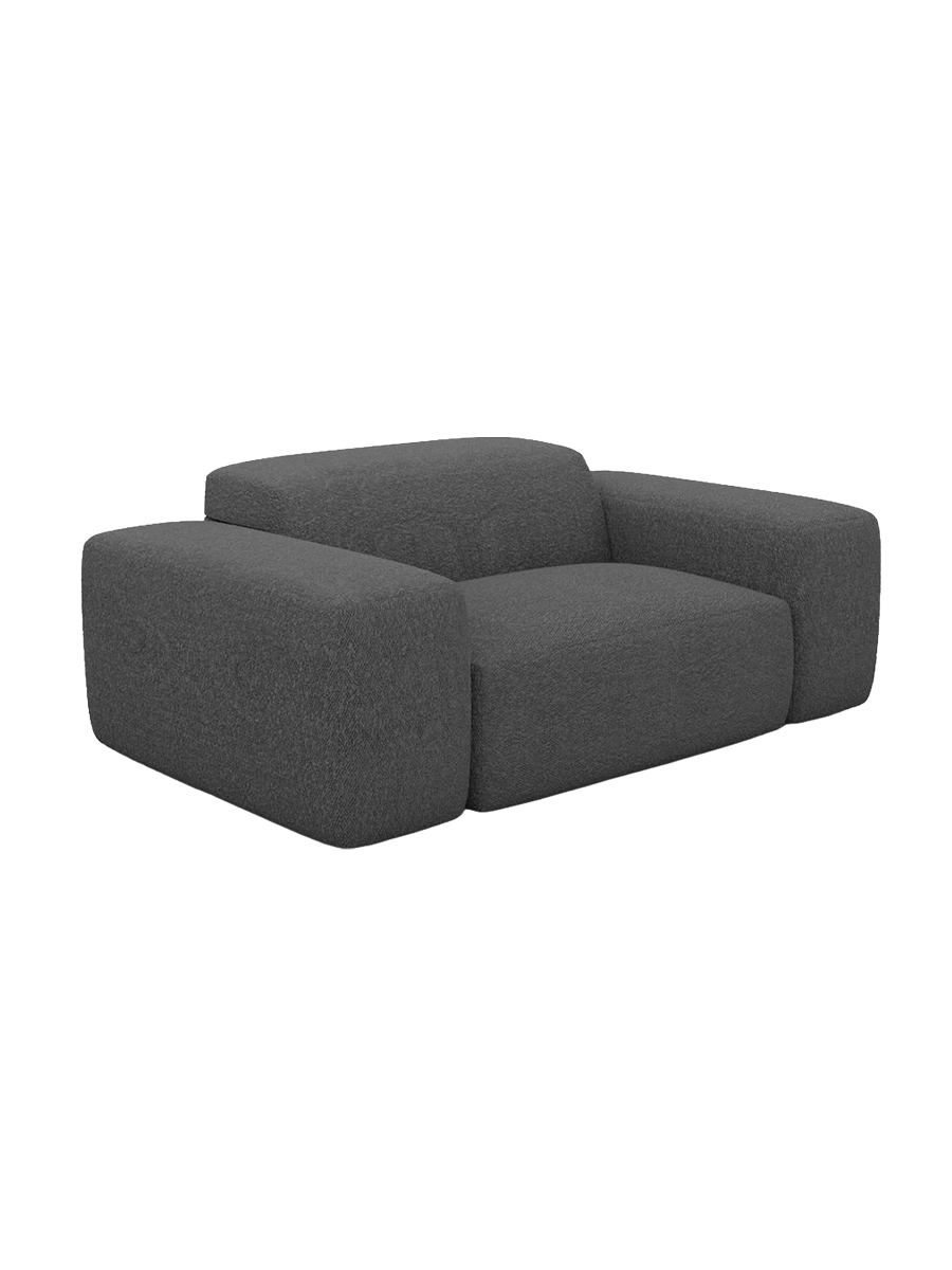 
Poltrona lounge di design „Alviera“ con funzione relax e rivestimento bouclé - Bouclé Grafite