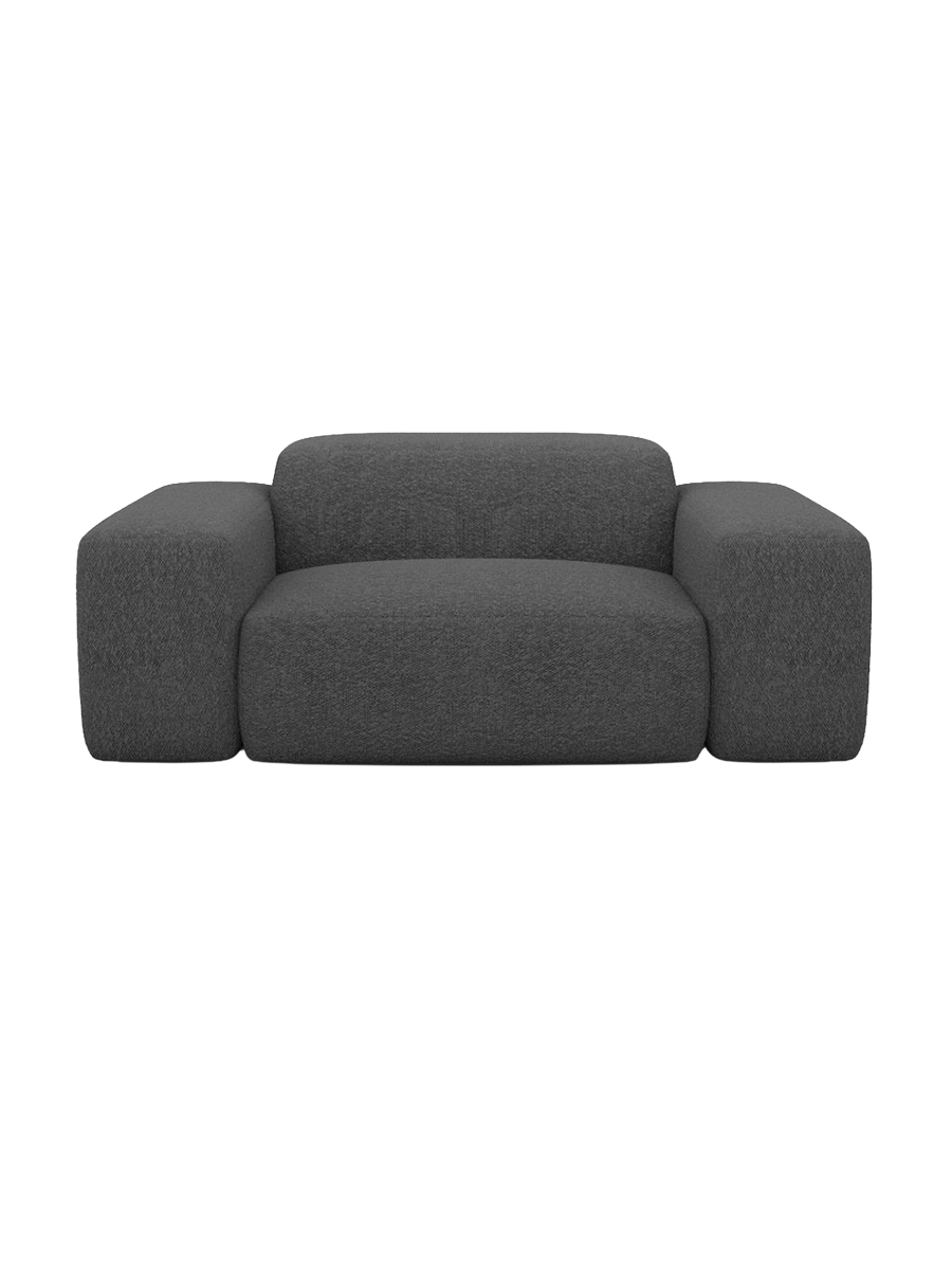
Poltrona lounge di design „Alviera“ con funzione relax e rivestimento bouclé - Bouclé Grafite