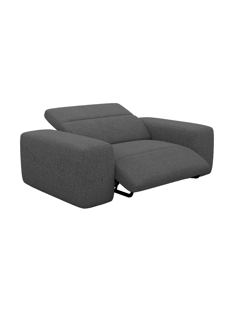 
Poltrona lounge di design „Alviera“ con funzione relax e rivestimento bouclé - Bouclé Grafite