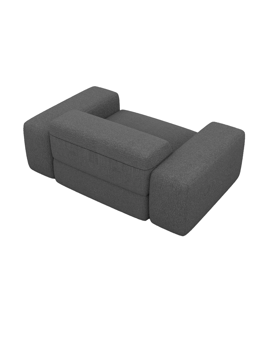 
Poltrona lounge di design „Alviera“ con funzione relax e rivestimento bouclé - Bouclé Grafite