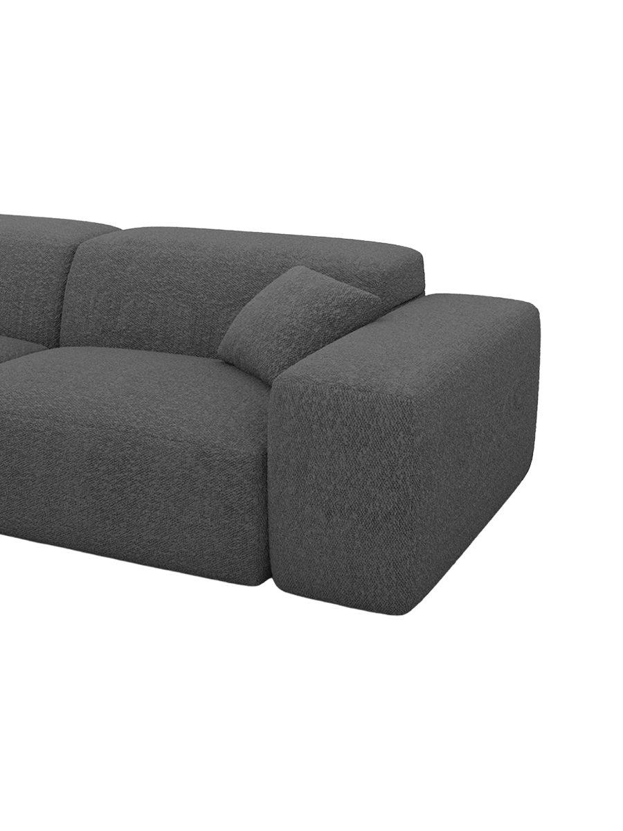 
Poltrona lounge di design „Alviera“ con funzione relax e rivestimento bouclé - Bouclé Grafite