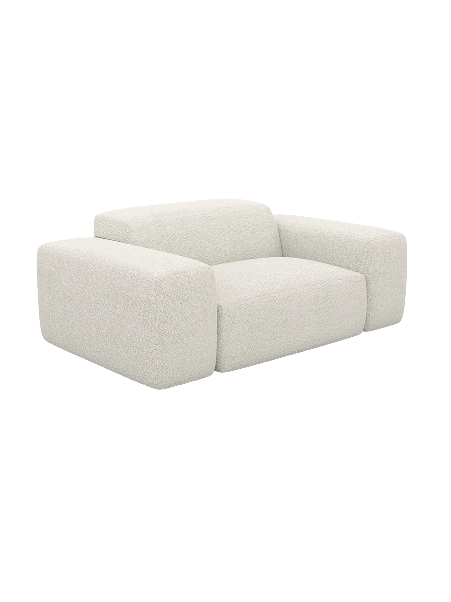 
Poltrona lounge di design „Alviera“ con funzione relax e rivestimento bouclé - Bouclé Grafite