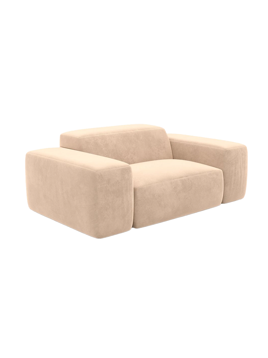 
Poltrona lounge di design „Alviera“ con funzione relax, rivestimento in velluto - Rivestimento in raso blu reale