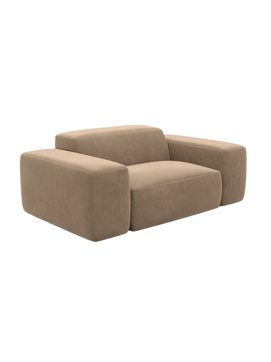 
Poltrona lounge di design „Alviera“ con funzione relax, rivestimento in velluto - Rivestimento in raso blu reale