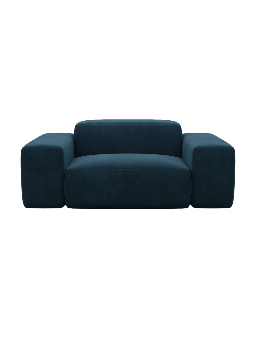 
Poltrona lounge di design „Alviera“ con funzione relax, rivestimento in velluto - Rivestimento in raso blu reale
